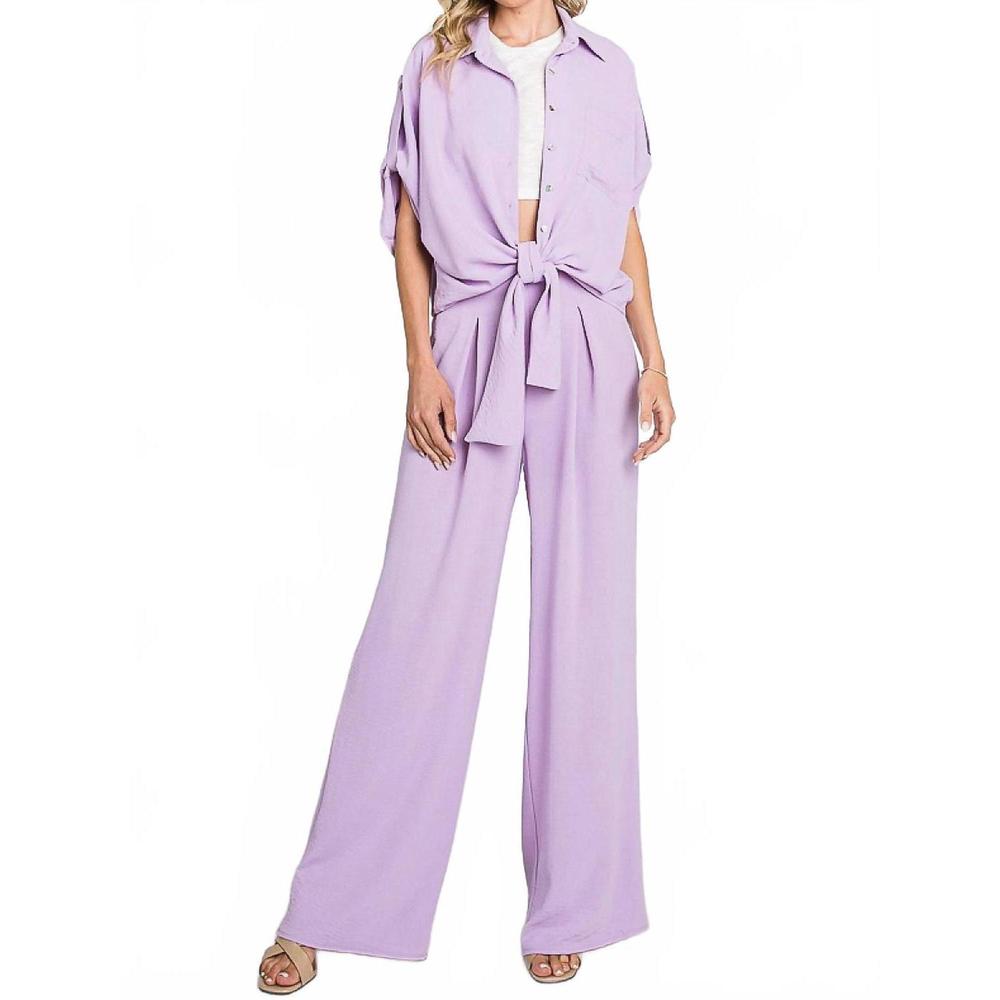 NEW GEEGEE pullover wide-leg pants in lavender